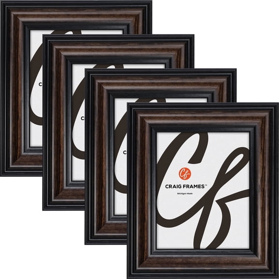 Craig Frames Potomac, 9x27 inch Picture Frame, Walnut Brown, Set of 4