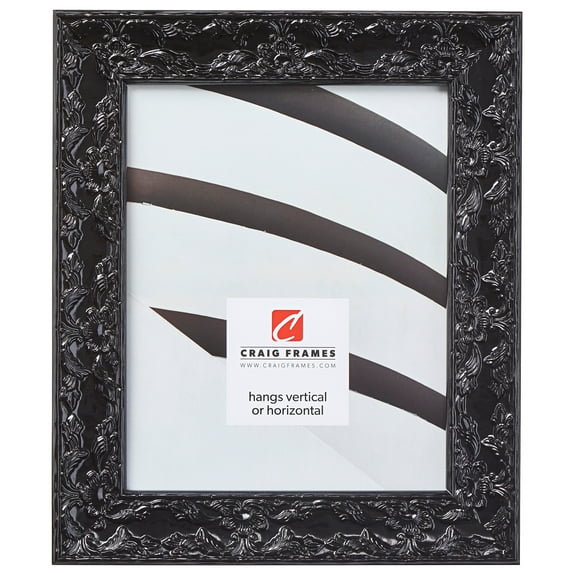 Craig Frames Renaissance, 4x6 inch Picture Frame, Ornate Obsidian Black