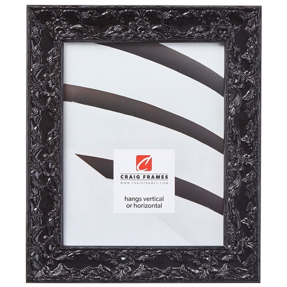 Craig Frames Renaissance, 8x10 inch Picture Frame, Ornate Obsidian Black
