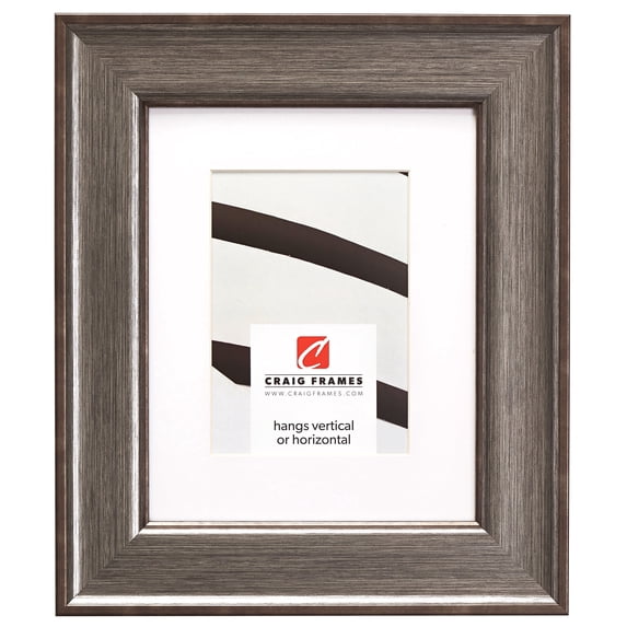 Craig Frames Resilience, 12x36 inch Distressed Silver Picture Frame Matted for a 8x32 Photo