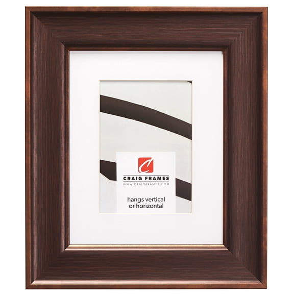 Craig Frames Resilience, 5x7 inch Distressed Bronze Picture Frame Matted for a 4x6 Photo