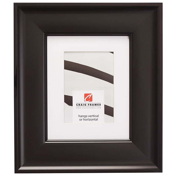 Craig Frames Resilience Wide, 5x7 inch Black Picture Frame Matted for a 4x6 Photo