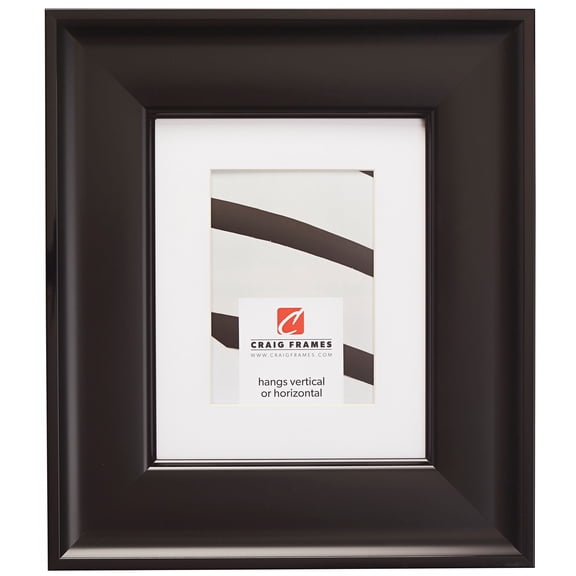 Craig Frames Resilience Wide, 5x7 inch Black Picture Frame Matted for a 4x6 Photo