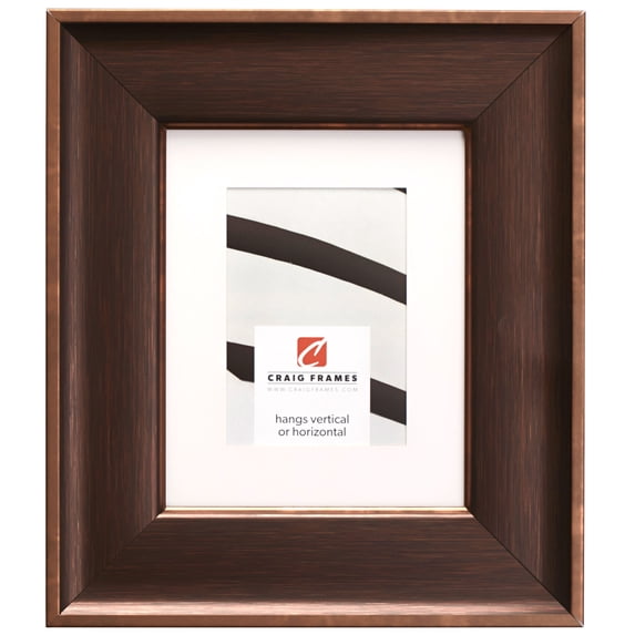 Craig Frames Resilience Wide, 8x10 inch Distressed Bronze Picture Frame Matted for a 5x7 Photo