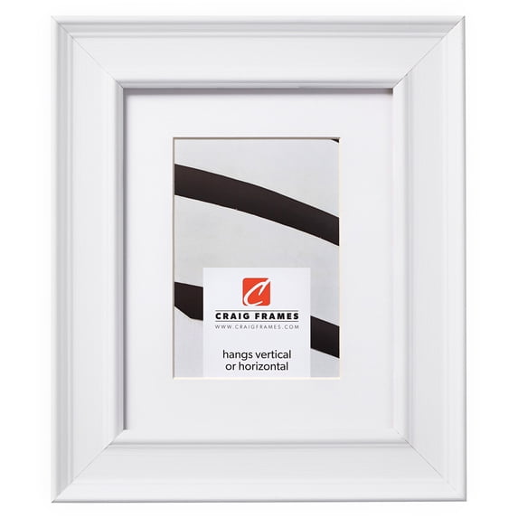 Craig Frames Revival, 8x10 inch White Picture Frame Matted for a 5x7 Photo