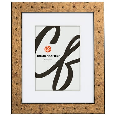 Craig Frames Rivet, 13x19 Picture Frame Matted for a 9x13 Photo, Tarnished Gold