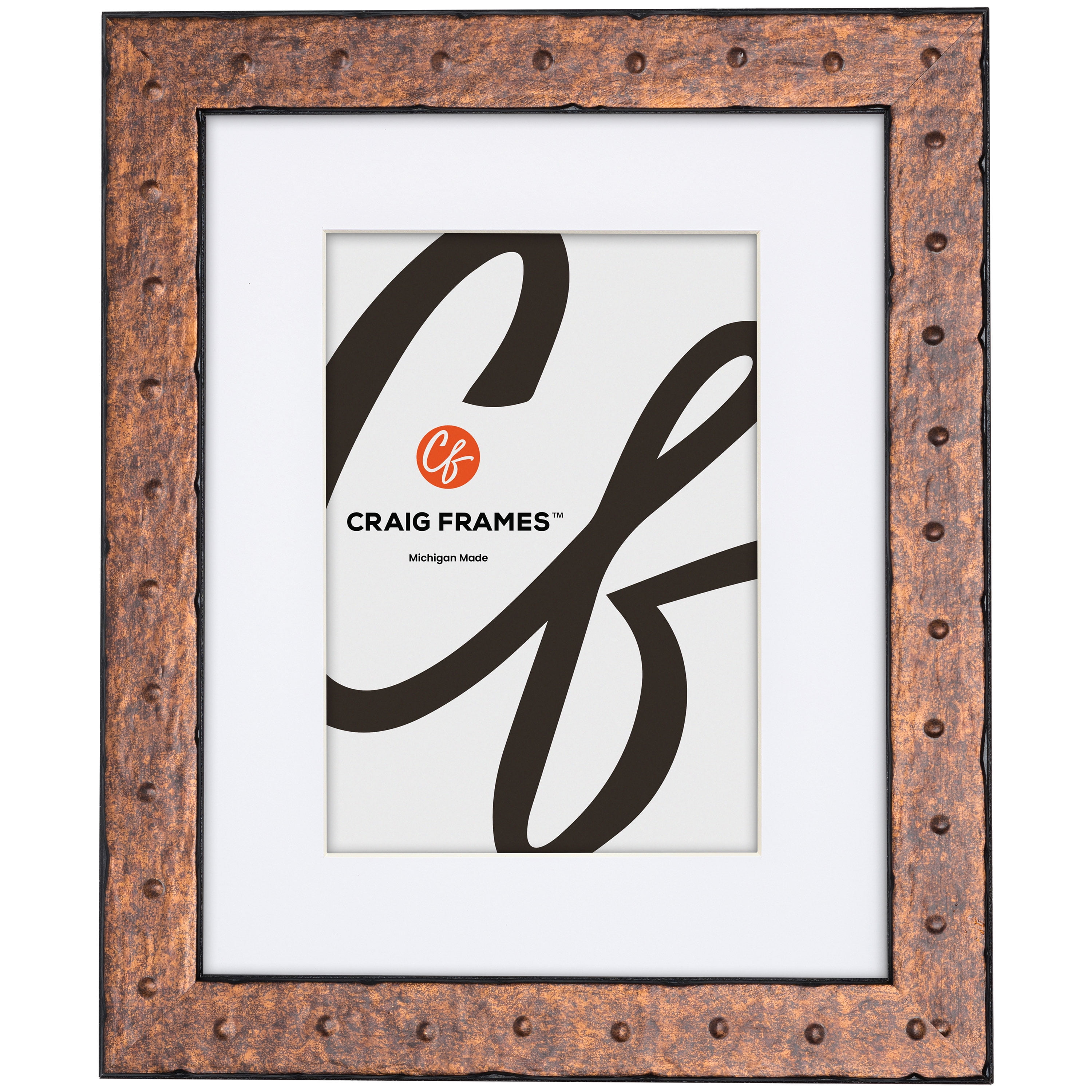 Craig Frames Rivet, 14x20 Picture Frame Matted for an 11x17 Photo, Rust ...