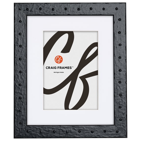 Craig Frames Rivet, 22x28 Picture Frame Matted for an 18x24 Photo, Asphalt Black