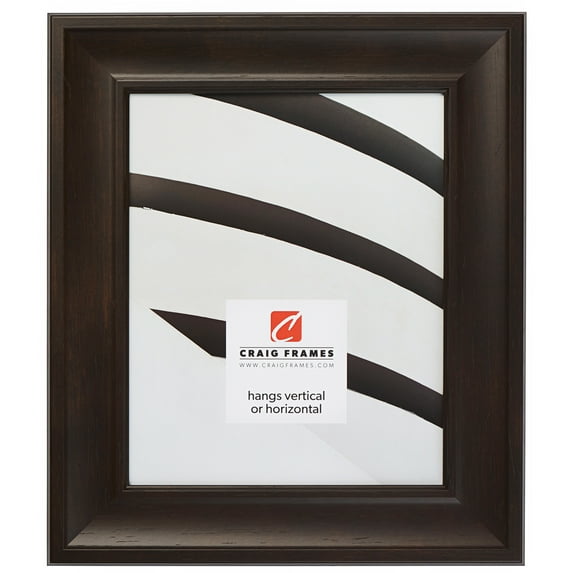 Craig Frames Scalloped American Barn, 11x14 inch Picture Frame, Faux Barnwood, Dark Walnut Brown