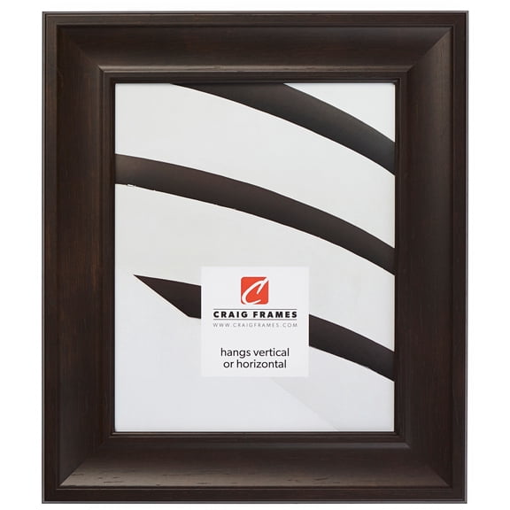 Craig Frames Scalloped American Barn, 24x32 inch Picture Frame, Faux Barnwood, Dark Walnut Brown