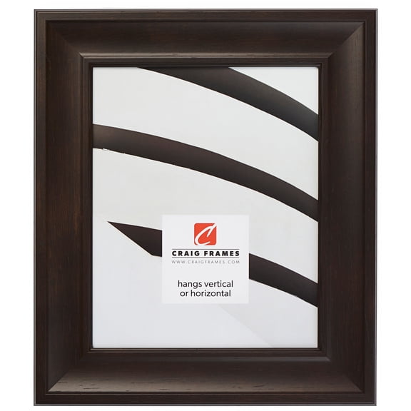 Craig Frames Scalloped American Barn, 4x10 inch Picture Frame, Faux Barnwood, Dark Walnut Brown