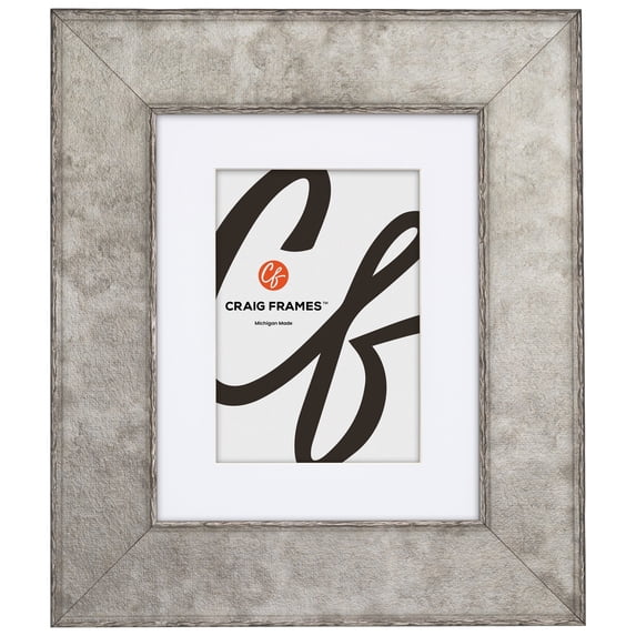 Craig Frames Starlight, 11x14 Picture Frame Matted for an 8x10 Photo, Silver