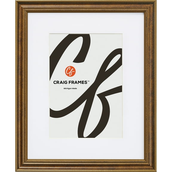 Craig Frames Stratton, 12x12 inch Picture Frame Matted for a 9x9 Photo, Aged Bronze