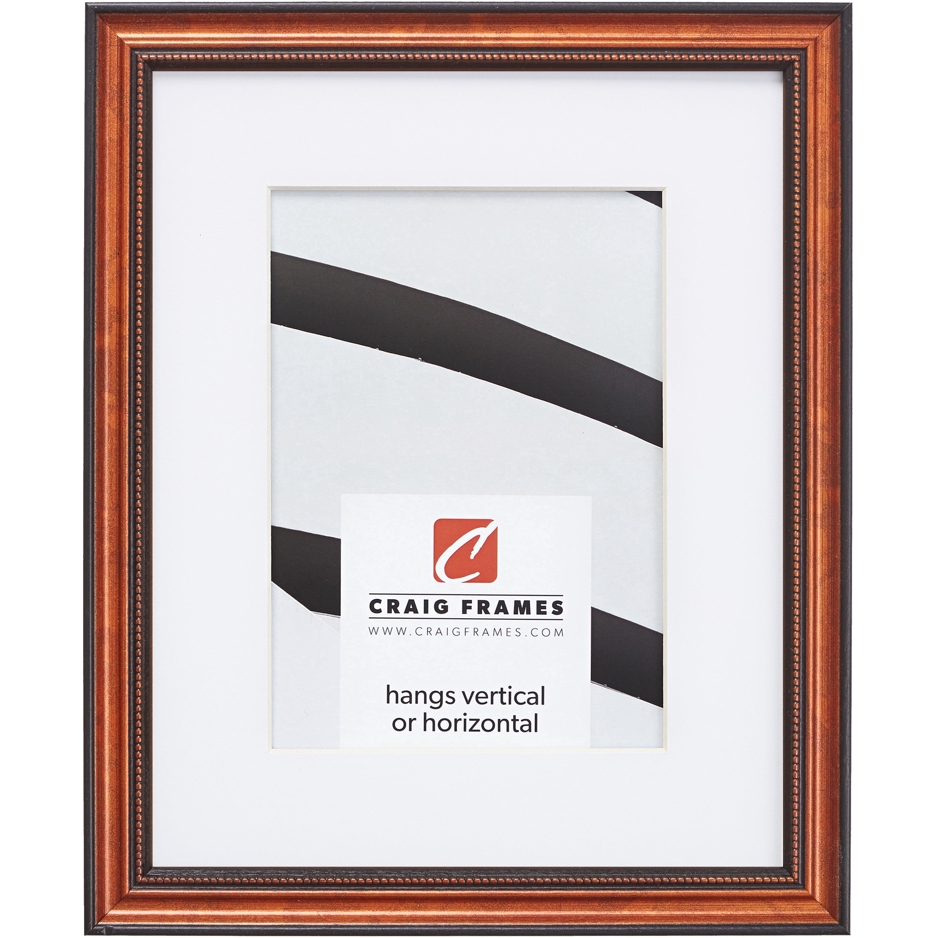 Craig Frames Stratton, 22x28 inch Picture Frame Matted for a 18x24 Photo, Copper and Black
