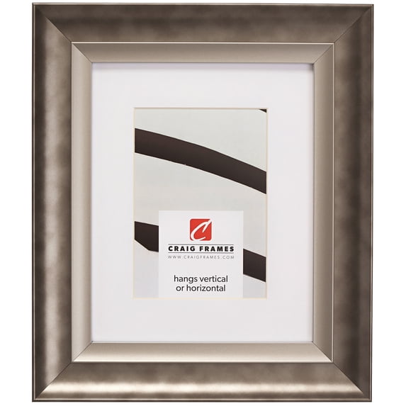 Craig Frames Ventura, 11x14 inch Pewter and Silver Picture Frame Matted for a 8x10 Photo