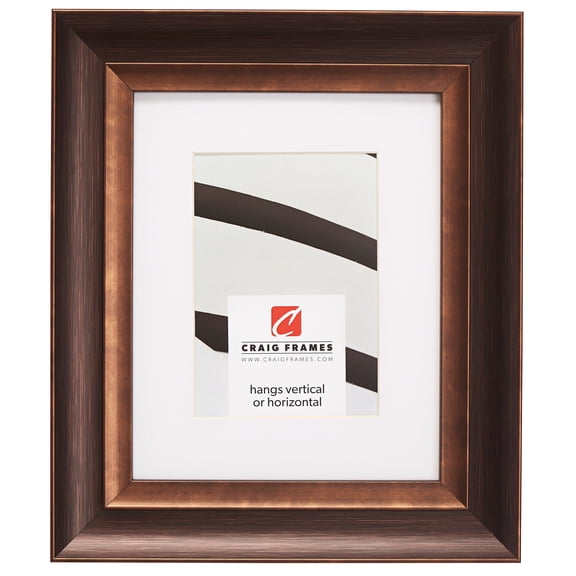 Craig Frames Ventura, 13x19 inch Brushed Bronze Picture Frame Matted for a 9x13 Photo