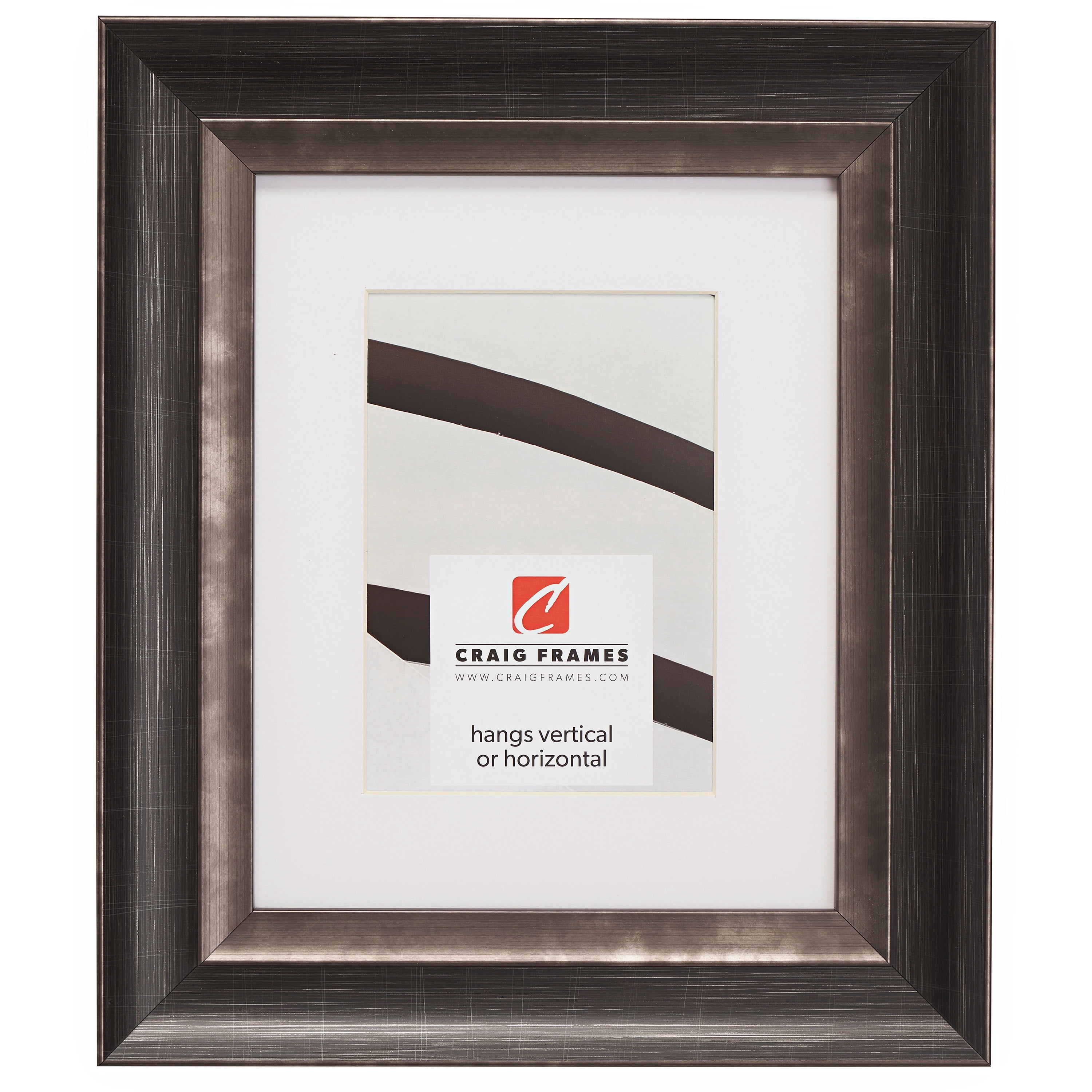 Craig Frames Ventura, 18x24 inch Aged Silver and Black Picture Frame Matted for a 12x18 Photo