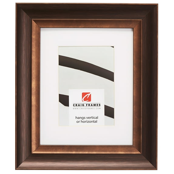 Craig Frames Ventura, 18x36 inch Brushed Bronze Picture Frame Matted for a 14x32 Photo