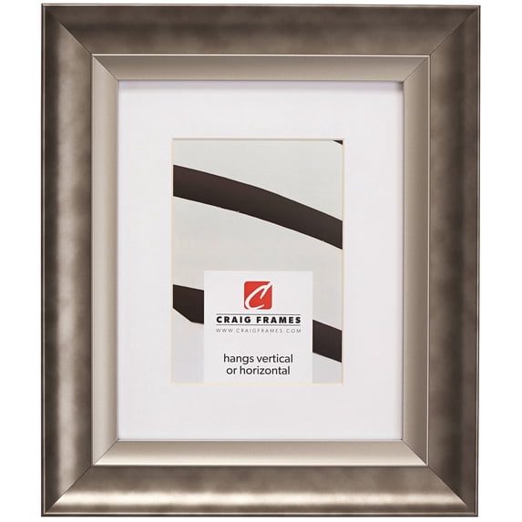 Craig Frames Ventura, 20x26 inch Pewter and Silver Picture Frame Matted for a 16x22 Photo