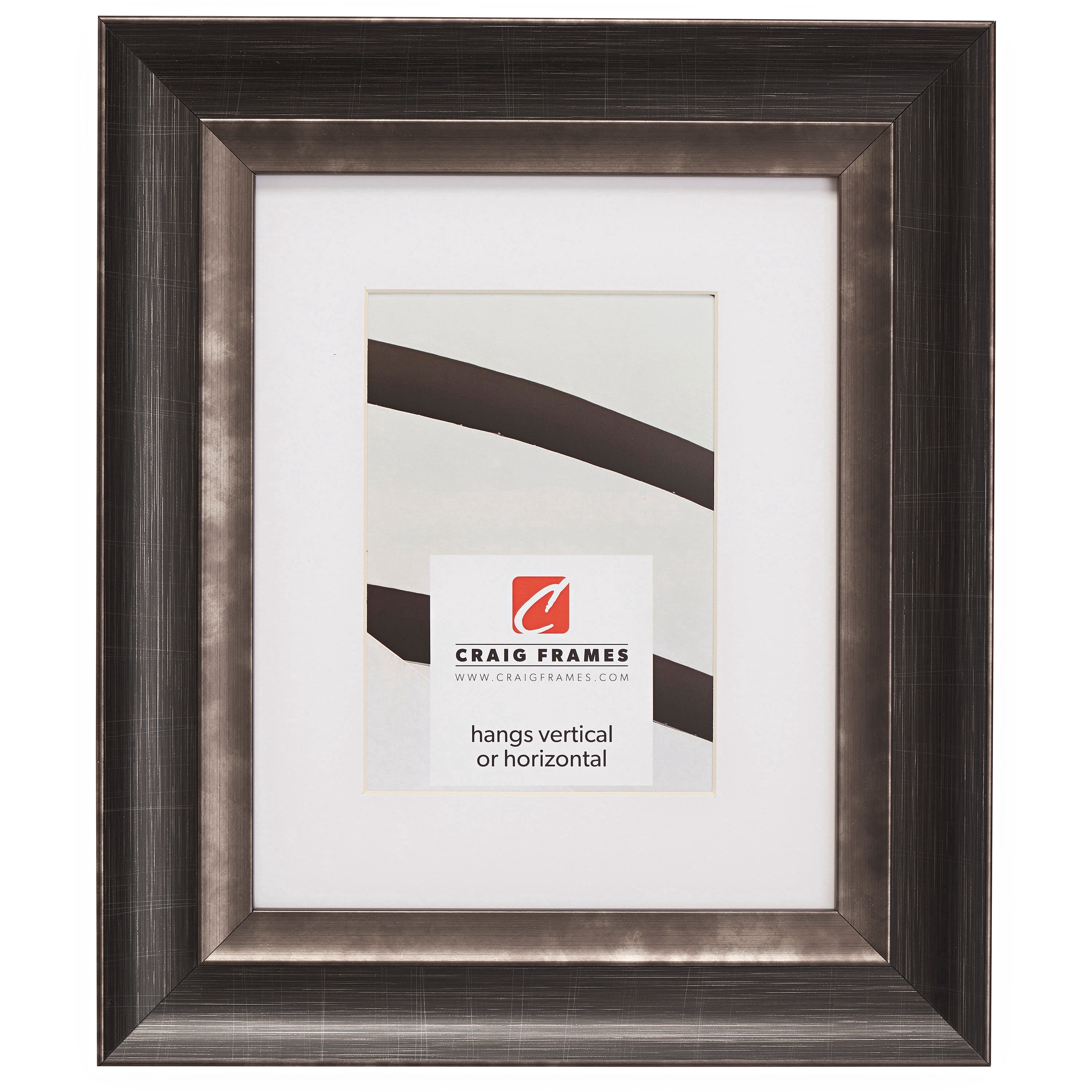 Craig Frames Ventura, 22x28 inch Aged Silver and Black Picture Frame Matted for a 18x24 Photo