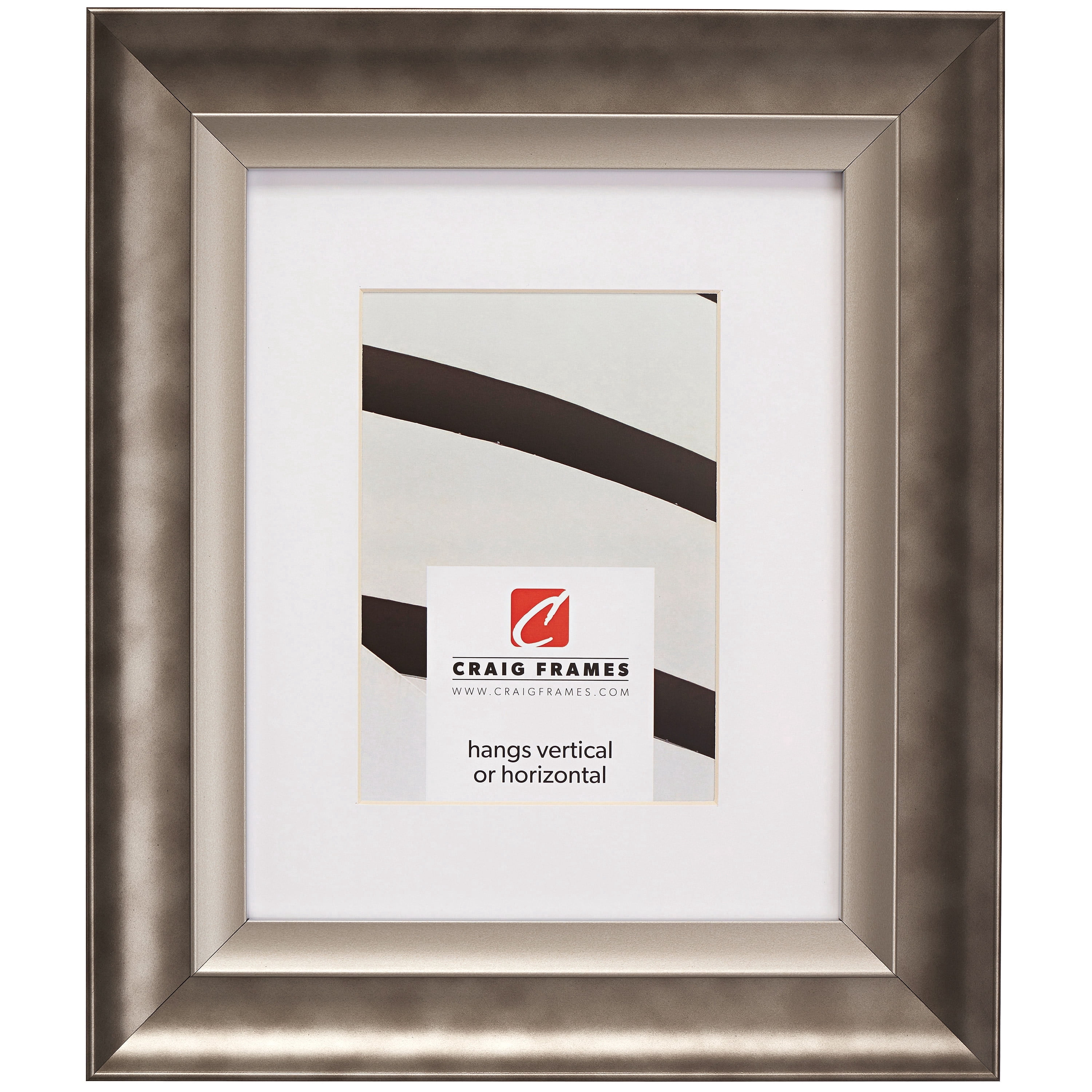 Craig Frames Ventura, 22x28 inch Pewter and Silver Picture Frame Matted for a 18x24 Photo