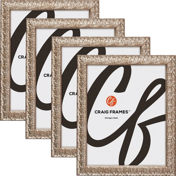 Craig Frames Versailles, 12x15 inch Picture Frame, Silver, Set of 4