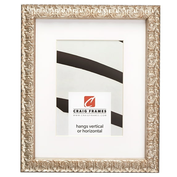 Craig Frames Versailles, 12x36 inch Silver Picture Frame Matted for a 8x32 Photo