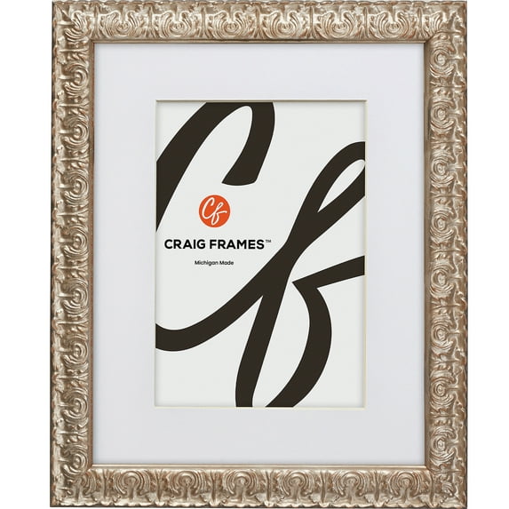 Craig Frames Versailles, 18x24 inch Silver Picture Frame Matted for a 12x18 Photo