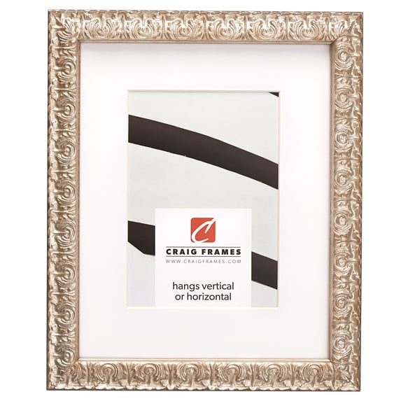 Craig Frames Versailles, 18x36 inch Silver Picture Frame Matted for a 14x32 Photo