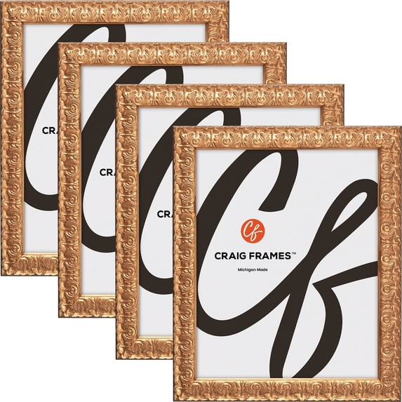 Craig Frames Versailles, 4x5 inch Picture Frame, Gold, Set of 4