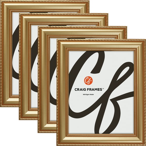 Craig Frames Victoria, 10x14 inch Picture Frame, Ornate Gold, Set of 4