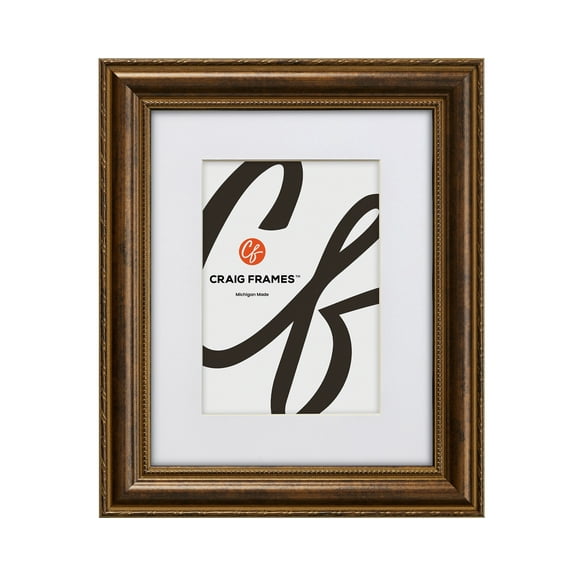 Craig Frames Victoria, 11x14 inch Bronze Picture Frame Matted for a 8x10 Photo