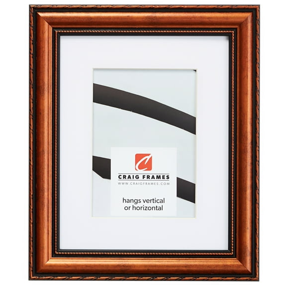 Craig Frames Victoria, 12x36 inch Copper Picture Frame Matted for a 8x32 Photo