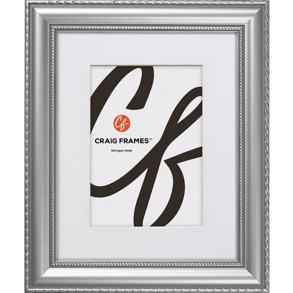 Craig Frames Victoria, 14x20 inch Ornate Silver Picture Frame Matted for a 11x17 Photo