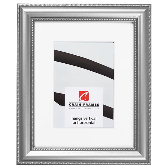 Craig Frames Victoria, 18x36 inch Ornate Silver Picture Frame Matted for a 14x32 Photo