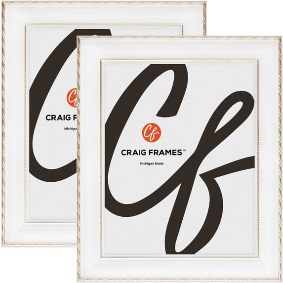 Craig Frames Victoria, 20x26 inch Picture Frame, Ornate White and Gold, Set of 2
