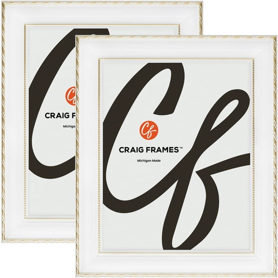 Craig Frames Victoria, 28x33 inch Picture Frame, Ornate White and Gold, Set of 2