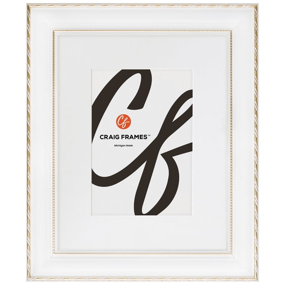 Craig Frames Victoria, 28x40 Picture Frame Matted for a 24x36 Photo, Ornate White and Gold