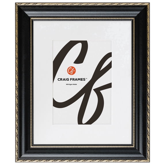 Craig Frames Victoria, 30x36 Picture Frame Matted for a 24x30 Photo, Ornate Black and Gold
