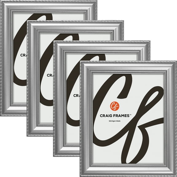 Craig Frames Victoria, 4x10 inch Picture Frame, Ornate Silver, Set of 4
