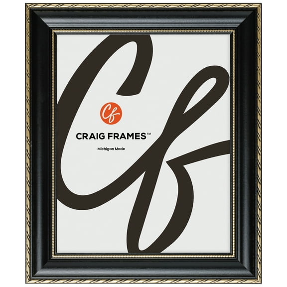 Craig Frames Victoria, 4x9 inch Picture Frame, Ornate Black and Gold