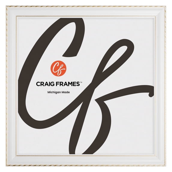 Craig Frames Victoria, 6x6 inch Picture Frame, Ornate White and Gold