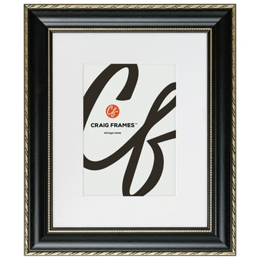 Craig Frames Victoria, 8x10 Picture Frame Matted for a 5x7 Photo, Ornate Black and Gold