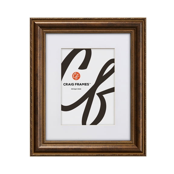 Craig Frames Victoria, 8x10 inch Bronze Picture Frame Matted for a 5x7 Photo