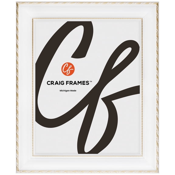 Craig Frames Victoria, 9x15 inch Picture Frame, Ornate White and Gold