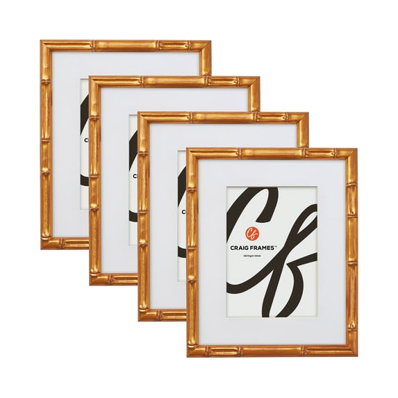 Craig Frames Vintage Bamboo 24x32 inch Picture Frame Matted for a 20x28 Photo, Set of Four