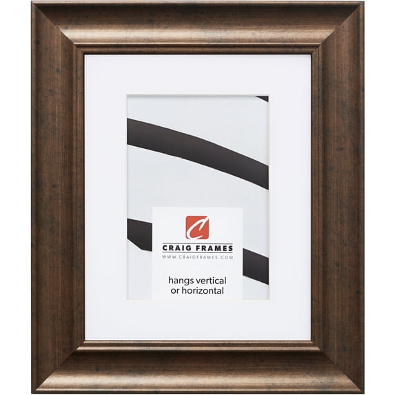 Craig Frames Vintage Revival, 10x12 inch Picture Frame Matted for a 8x10 Photo, Rustic Copper