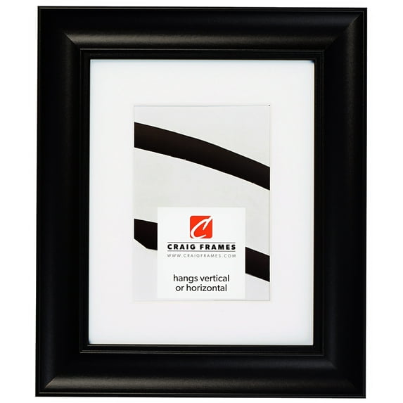 Craig Frames Vintage Revival, 14x18 inch Satin Black Picture Frame Matted for a 10x13 Photo