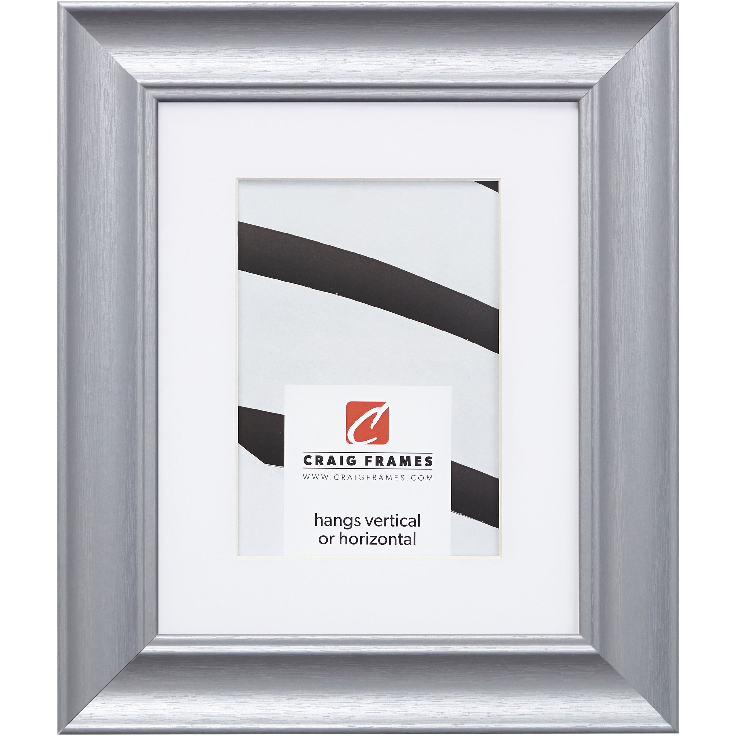Craig Frames Vintage Revival, 18x24 inch Picture Frame Matted for a 12x18 Photo, Brushed Silver