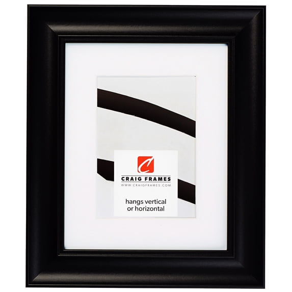 Craig Frames Vintage Revival, 18x24 inch Satin Black Picture Frame Matted for a 12x18 Photo